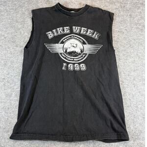 VINTAGE 90s Bike Week Shirt Mens Large Black Graphic Biker Sleeveless Streetwear